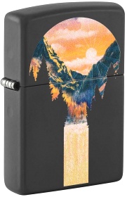  Зажигалка Zippo Mountain Waterfall с покрытием Black Light