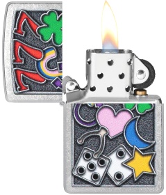  Зажигалка Zippo All Luck с покрытием Street Chrome