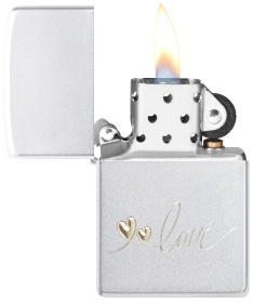  Зажигалка Zippo Love Design с покрытием Satin Chrome