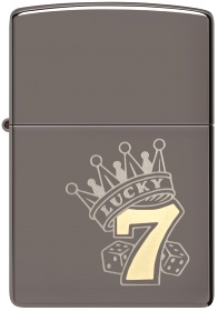  Зажигалка Zippo Lucky 7 Design с покрытием Black Ice®