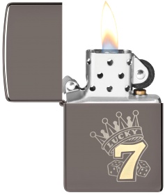  Зажигалка Zippo Lucky 7 Design с покрытием Black Ice®