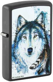  Зажигалка Zippo Feed the Good Wolf с покрытием Black Matte