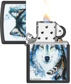  Зажигалка Zippo Feed the Good Wolf с покрытием Black Matte