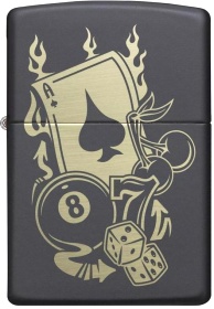  Зажигалка Zippo Gambling Design с покрытием Black Matte