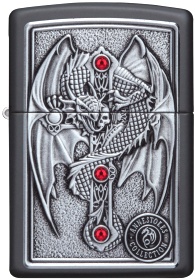  Зажигалка Zippo Winged Dragon Cross с покрытием Black Matte