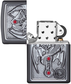  Зажигалка Zippo Winged Dragon Cross с покрытием Black Matte