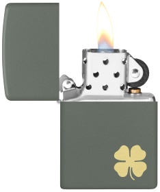  Зажигалка Zippo Four Leaf Clover с покрытием Green Matte