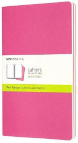  Блокнот Moleskine Cahier Journal Large 130х210 мм обложка картон 80 стр., нелинованный розовый неон (3 шт)